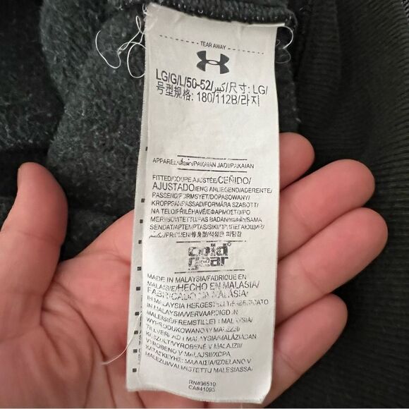 Under Armour Hoodie Sweatshirt Mens Size L Gray Coldgear Full Zip Fleece Jacket - Picture 9 of 12